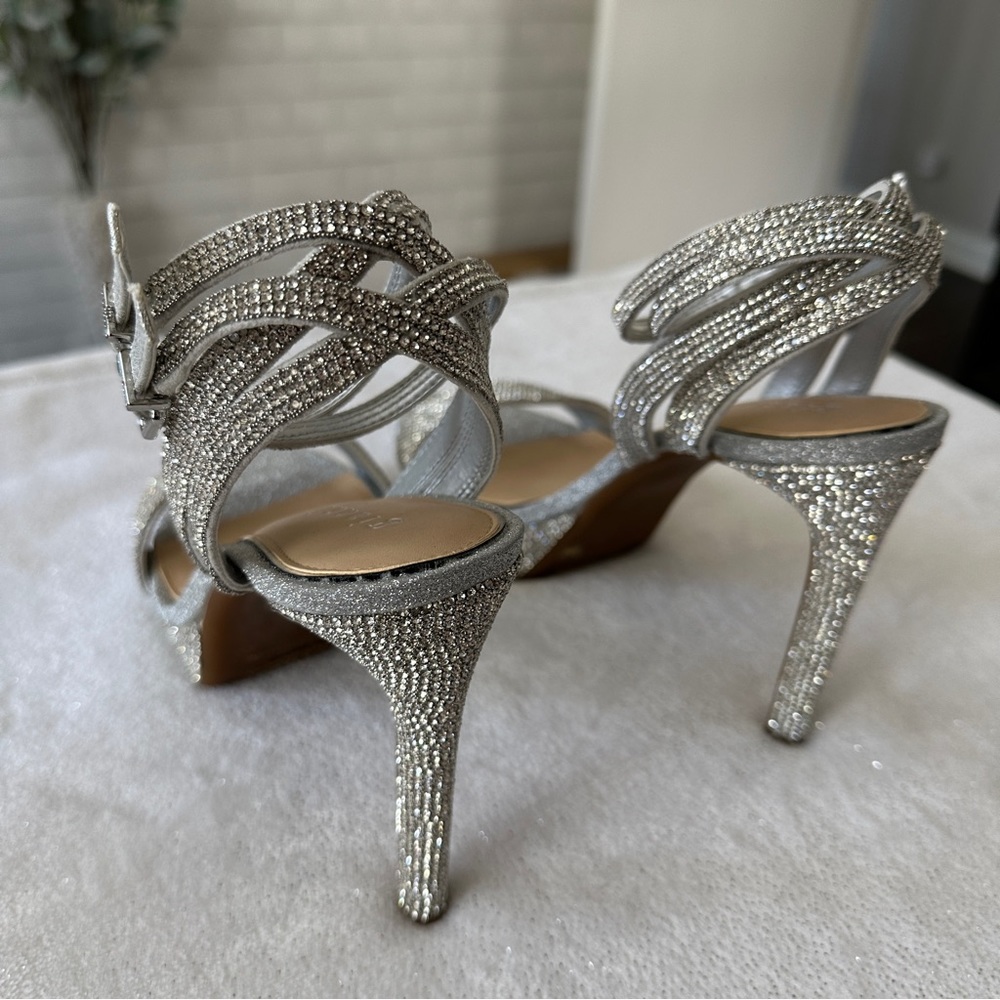 GIANNI BINI Silver Sparkle Heeled Sandals - Picture 7 of 11